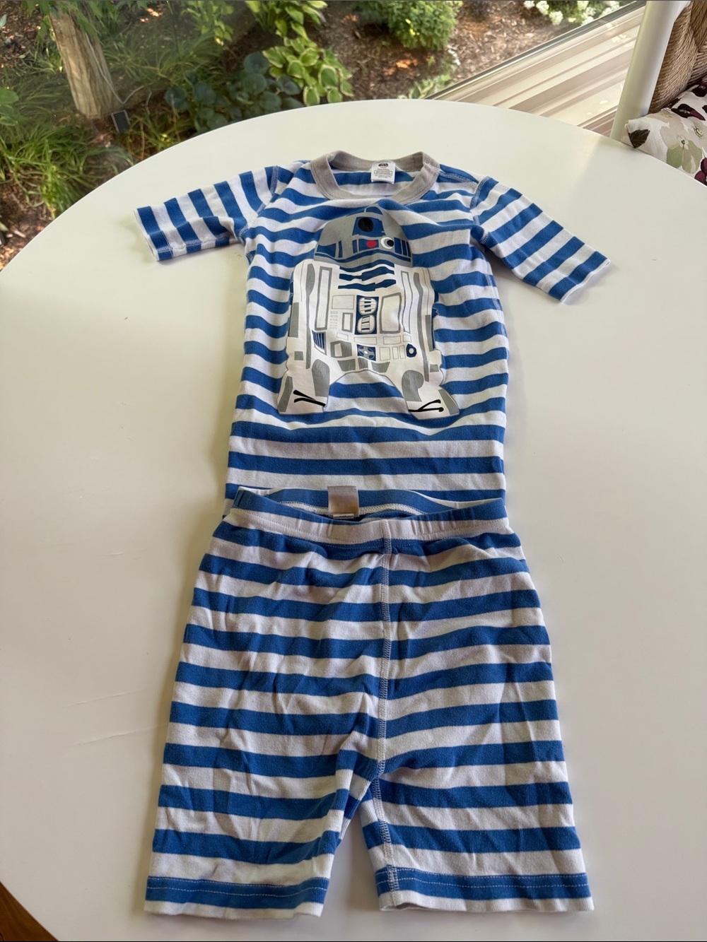 Hanna Andersson Blue and White Striped R2-D2 Kids Pajama Set